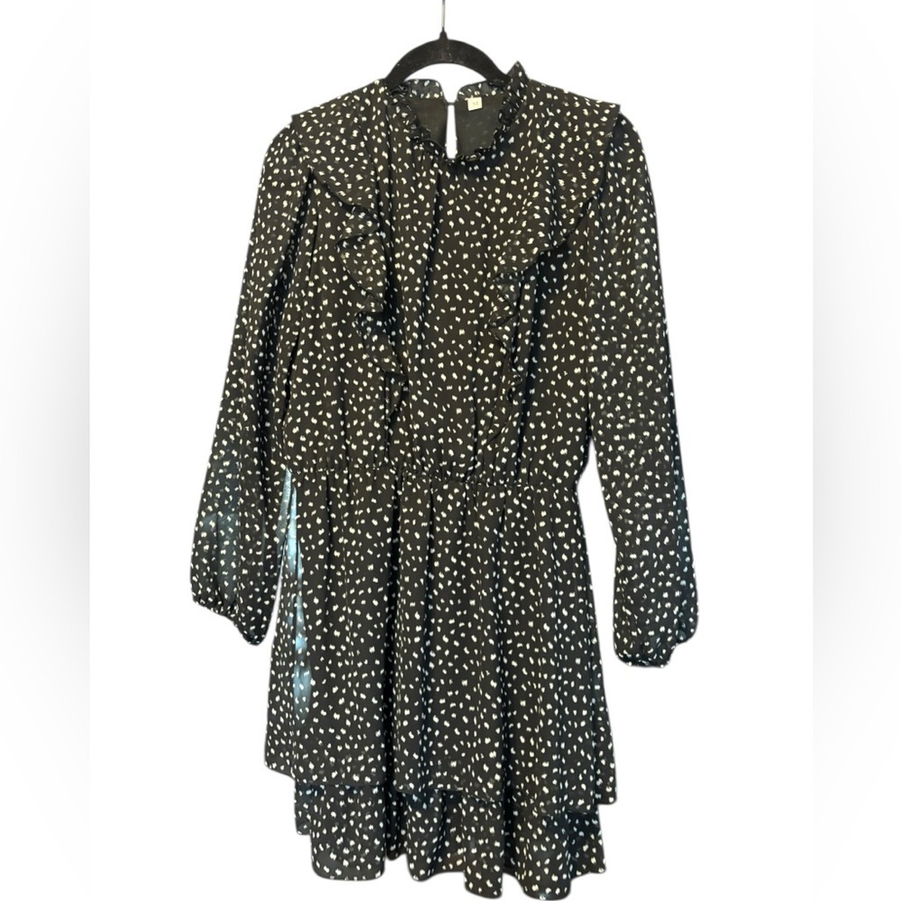 Shein Women's Ruffle Polka Dot Long Sleeve Mini Dress Size Medium
